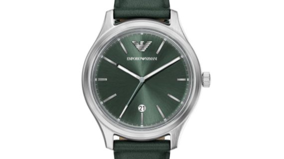 Men Green Leather Watch